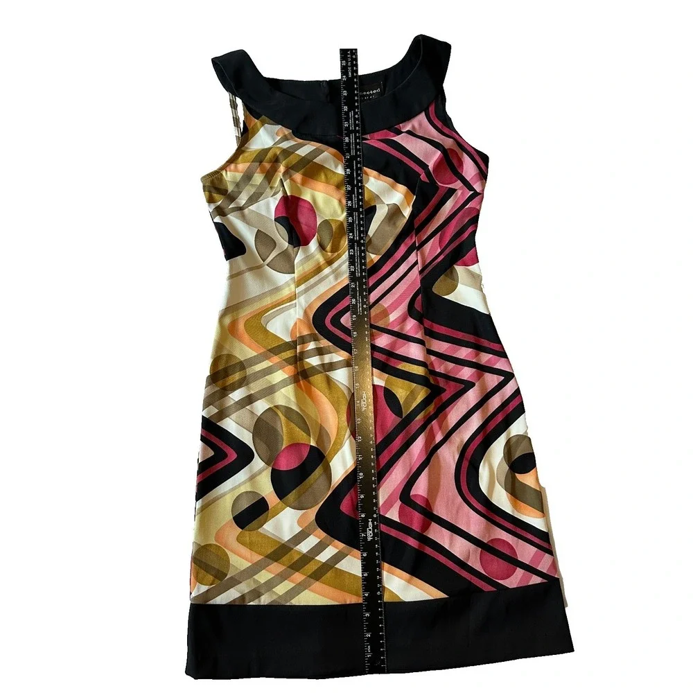 Connected Apparel Women Pink Orange Geometric Abstract Sheath Dress Size 10